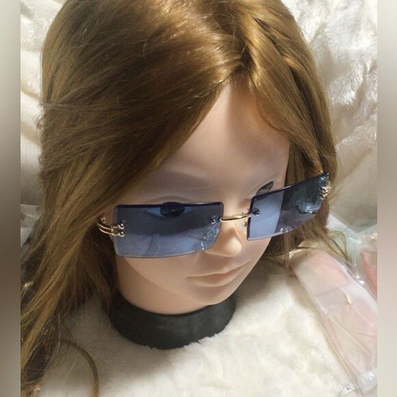Y2K Blue Rectangular fashion sunglasses brand new - Picture 4 of 6